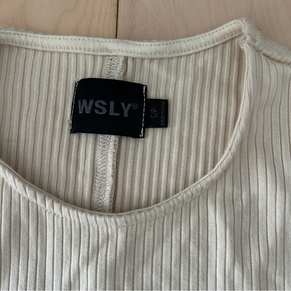 WESLEY Essex Ribbed Long Sleeve Shrug Cream - Picture 2 of 2